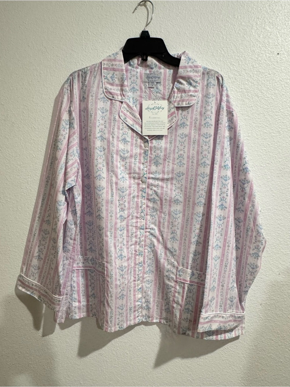 Lanz of Salzburg Pink Stripe Floral Cotton Pajama Set